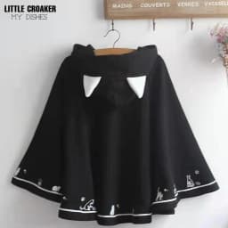 Lolita Cloak Harajuku Hoody Cloak Japanese Christmas Women Sweetshirts Fleece Cape Loose Pullover Batwing Sleeve Hoodie Coat