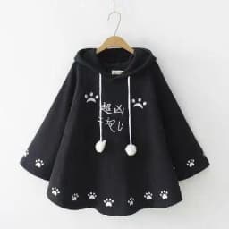 Lolita Cloak Harajuku Hoody Cloak Japanese Christmas Women Sweetshirts Fleece Cape Loose Pullover Batwing Sleeve Hoodie Coat