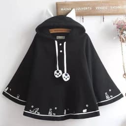 Lolita Cloak Harajuku Hoody Cloak Japanese Christmas Women Sweetshirts Fleece Cape Loose Pullover Batwing Sleeve Hoodie Coat
