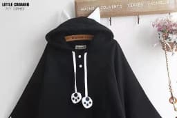 Lolita Cloak Harajuku Hoody Cloak Japanese Christmas Women Sweetshirts Fleece Cape Loose Pullover Batwing Sleeve Hoodie Coat