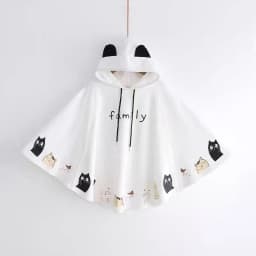 Lolita Cloak Harajuku Hoody Cloak Japanese Christmas Women Sweetshirts Fleece Cape Loose Pullover Batwing Sleeve Hoodie Coat