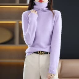 Autumn and Winter 2022 Women's High Neck Pullover 100% Pure Mink Cashmere Sweater Knitted Soft Fashion Women's Clothing