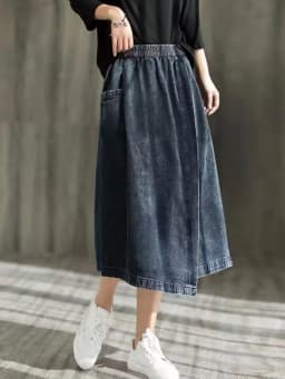 Amax LuluE 2024 Spring New Streetwear Womens Fashion Vintage Loose Denim Skirts Females Luxury Classic Leisure Harajuku Clothing