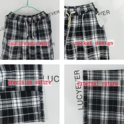 Lucyever Harajuku Black and White Plaid Pants Women Summer Casual Wide Leg Trousers Teens Hip Hop Unisex Loose Straight Pants