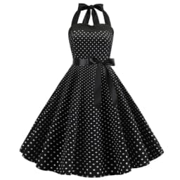 [You're My Secret] Polka Dot Vintage Women Dress 50S 60S Gothic Pin Up Rockabilly Dress Femme Sexy Sleeveless Prom Party Dress