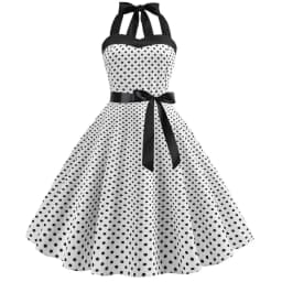 [You're My Secret] Polka Dot Vintage Women Dress 50S 60S Gothic Pin Up Rockabilly Dress Femme Sexy Sleeveless Prom Party Dress