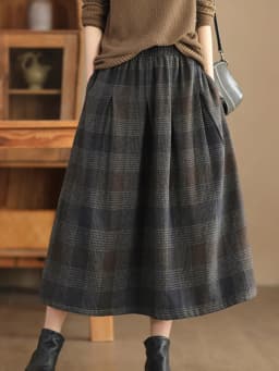 Amax LuluE Winter Fashion Streetwear Womens Loose Plaid Classic Vintage Leisure Skirts Females Luxury Elegant Harajuku Clothes