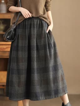 Amax LuluE Winter Fashion Streetwear Womens Loose Plaid Classic Vintage Leisure Skirts Females Luxury Elegant Harajuku Clothes