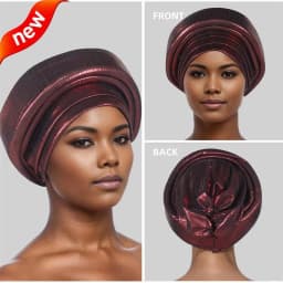 Shining Women's Turban Cap Multilayer African Head Wraps Headtie Female Wedding Party Headpiece Daily Headscarf