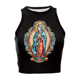 NADANBAO Our Lady of Guadalupe Crop Top Girl Sleeveless Mini Top Women O-neck Sexy Vest Virgin Mary Streetwear Spring Summer