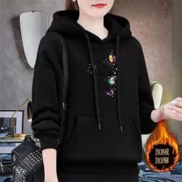 Spring Autumn Hooded Sweatshirt Women's Fashion Printed Large Size Hoodies Pullovers Ladies Loose Sweatshirt Coat Fleece Tops