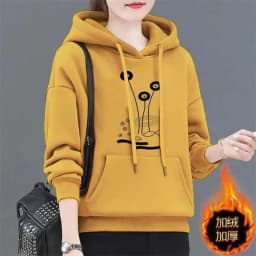 Spring Autumn Hooded Sweatshirt Women's Fashion Printed Large Size Hoodies Pullovers Ladies Loose Sweatshirt Coat Fleece Tops