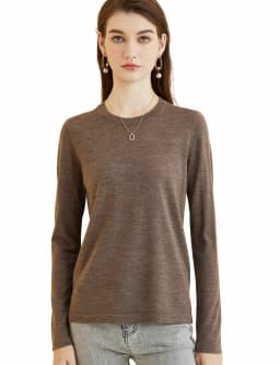 Women's T Shirt 100% Merino Wool Base Layer Top Fall Winter Fashion Crewneck Soft Merino Tee Long Sleeve Tops Knit Women Clothes