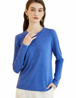 Women's T Shirt 100% Merino Wool Base Layer Top Fall Winter Fashion Crewneck Soft Merino Tee Long Sleeve Tops Knit Women Clothes