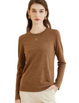 Women's T Shirt 100% Merino Wool Base Layer Top Fall Winter Fashion Crewneck Soft Merino Tee Long Sleeve Tops Knit Women Clothes