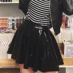 Fashion Women's Shinny Wet Look PVC Leather Pleated Skirt Solid Black A Line Party Clubwear Dance Mini Skirts Clothing
