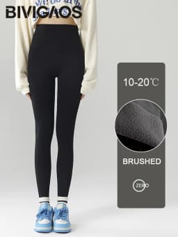 BIVIGAOS Women's Autumn Winter Thickened Alpaca Velvet Black Shark Leggings High Waist Slim Seamless Fleece Warm Leggings