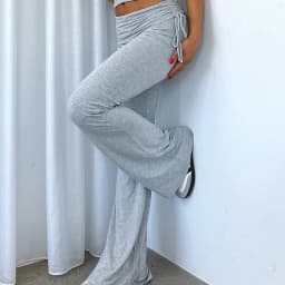 y2k Women's Flare Pants Casual Solid Color Elastic Low Rise Drawstring Slim Fit Pants 2000s Aesthetic Sweatpants Streetwear