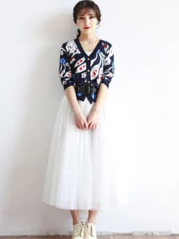 2024 Autumn Winter Vintage Tulle Skirt Women Elastic High Waist Mesh Skirts Long Pleated Tutu Skirt Female