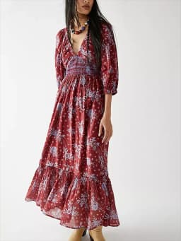 GypsyLady Floral Chic Boho Maxi Dress Navy V-neck Long Sleeve Spring Autumn Party Sexy Holiday Women Ladies Dresses Vestido New
