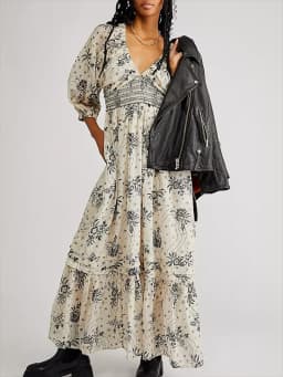 GypsyLady Floral Chic Boho Maxi Dress Navy V-neck Long Sleeve Spring Autumn Party Sexy Holiday Women Ladies Dresses Vestido New