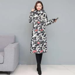 New Fashion Cool Camouflage Print Long Jacket for Women Bubble Coat Winter Thick Warm Outerwear Puffer Overcoat
