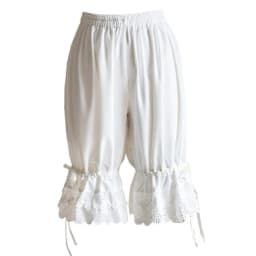 Women Renaissance Vintage Bloomers Ruffles Lace Hem Bow Lantern Pumpkin Pants Solid Color Elastic Bubble Safety Under Pants