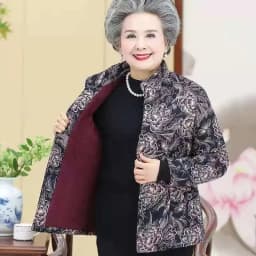 Middle-aged Elderly Women Plus Jacket Cotton-padded Jacket 2024 Autumn Winter Female Short Plus Velvet Thick Mother Coat A735