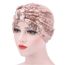 2021 New Women Glitter Sequins Turban Cap Muslim Fashion Headwear African Headwraps Ladies Headscarf Bonnet Islamic Hijab Caps
