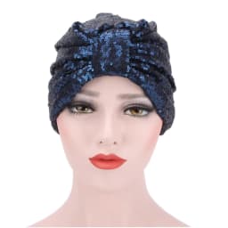 2021 New Women Glitter Sequins Turban Cap Muslim Fashion Headwear African Headwraps Ladies Headscarf Bonnet Islamic Hijab Caps