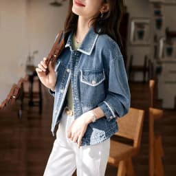 New Denim Jacket Women's Summer Fashion Outerwear Webbing Casual Basic Coat Female Bomber Coats Motorcycle Jacket Top Blue 3XL