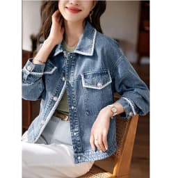 New Denim Jacket Women's Summer Fashion Outerwear Webbing Casual Basic Coat Female Bomber Coats Motorcycle Jacket Top Blue 3XL