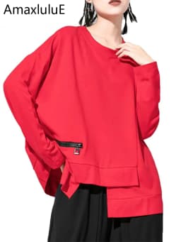 Amax luluE 2025 Spring Korean Women Fashion Tops Loose Tee Shirts Ladies Classic Vintage Casual O Neck Solid Punk Cotton Clothes