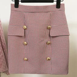 HIGH STREET Newest 2026 Fashion Designer Skirt Women's Lion Buttons Houndstooth Mini Skirt