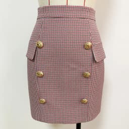 HIGH STREET Newest 2026 Fashion Designer Skirt Women's Lion Buttons Houndstooth Mini Skirt
