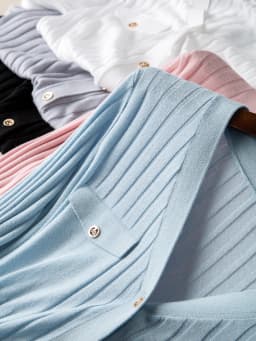 SuyaDream, Woman Cardigan, Single Breasted Silk Blend, Ribs Thin Knitwear, 2026 Spring Summer Casual Outwears, Pink, Sky blue