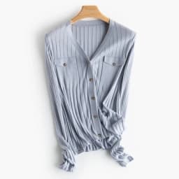 SuyaDream, Woman Cardigan, Single Breasted Silk Blend, Ribs Thin Knitwear, 2026 Spring Summer Casual Outwears, Pink, Sky blue