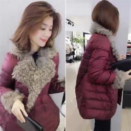 Women Down Padded Jacket 2021Female Winter New Loose Big Fur Collar Net Red Down Padded Jacket Mid-length Bread Jacket TrendA499