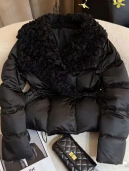 Women Down Padded Jacket 2021Female Winter New Loose Big Fur Collar Net Red Down Padded Jacket Mid-length Bread Jacket TrendA499
