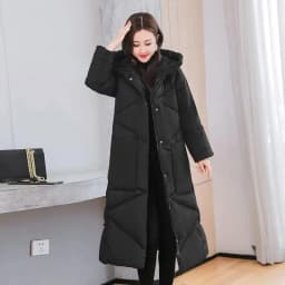 2022Winter New Women Fashion Korean Loose Mid-length Section The Knee Coat Fashion Black Down Cotton Jacket Female Thick A823