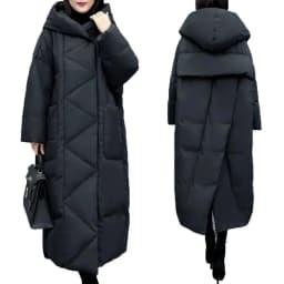 2022Winter New Women Fashion Korean Loose Mid-length Section The Knee Coat Fashion Black Down Cotton Jacket Female Thick A823
