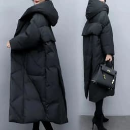 2022Winter New Women Fashion Korean Loose Mid-length Section The Knee Coat Fashion Black Down Cotton Jacket Female Thick A823