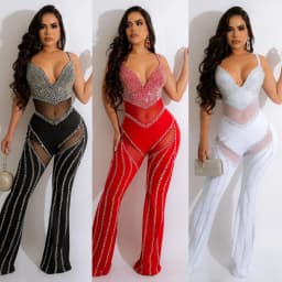 Women's Sparkling Diamond Bodysuit for Pole Dance Crystal Party Nightclub Celebrity Performance Glittering Bodycon Clothing