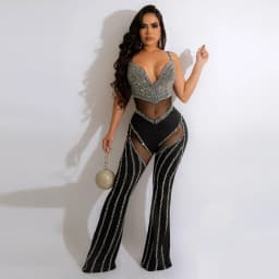 Women's Sparkling Diamond Bodysuit for Pole Dance Crystal Party Nightclub Celebrity Performance Glittering Bodycon Clothing