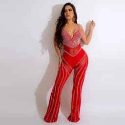 Women's Sparkling Diamond Bodysuit for Pole Dance Crystal Party Nightclub Celebrity Performance Glittering Bodycon Clothing