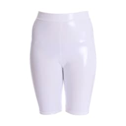 Ftshist Women's Shiny Faux Leather Shorts Sexy Metallic Color High Elastic Patent Leather Capris High Waist Five-point Pants