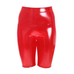 Ftshist Women's Shiny Faux Leather Shorts Sexy Metallic Color High Elastic Patent Leather Capris High Waist Five-point Pants