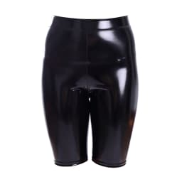 Ftshist Women's Shiny Faux Leather Shorts Sexy Metallic Color High Elastic Patent Leather Capris High Waist Five-point Pants