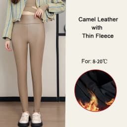 BIVIGAOS Autumn Winter Velvet PU Leather Leggings Women Sexy High Waist Fleece Matte Leather Leggings Thick Warm Leather Pants