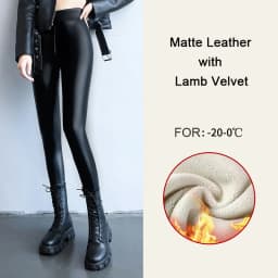 BIVIGAOS Autumn Winter Velvet PU Leather Leggings Women Sexy High Waist Fleece Matte Leather Leggings Thick Warm Leather Pants
